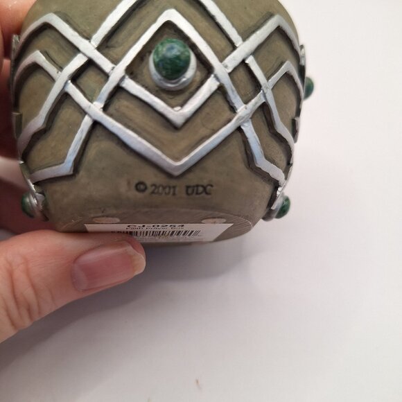 SPIRITUAL HARVEST FAITH PRAYER BOX GREEN JEWELED SILVER TONE - Picture 9 of 10